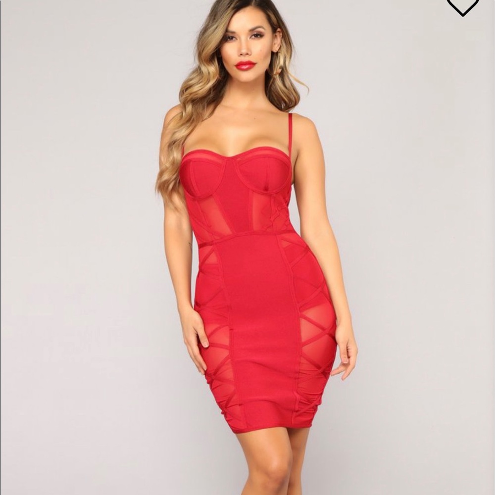 Red bandage dress perfect for Valentines.